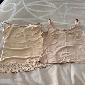 Elegant Beige Lace Trim Chemise